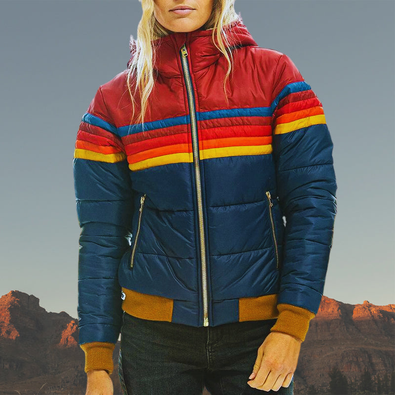 Krohn-e | Gestreifter Farbiger Puffer-Stil, Wasserdicht für Frauen Ideal für Herbst Winter