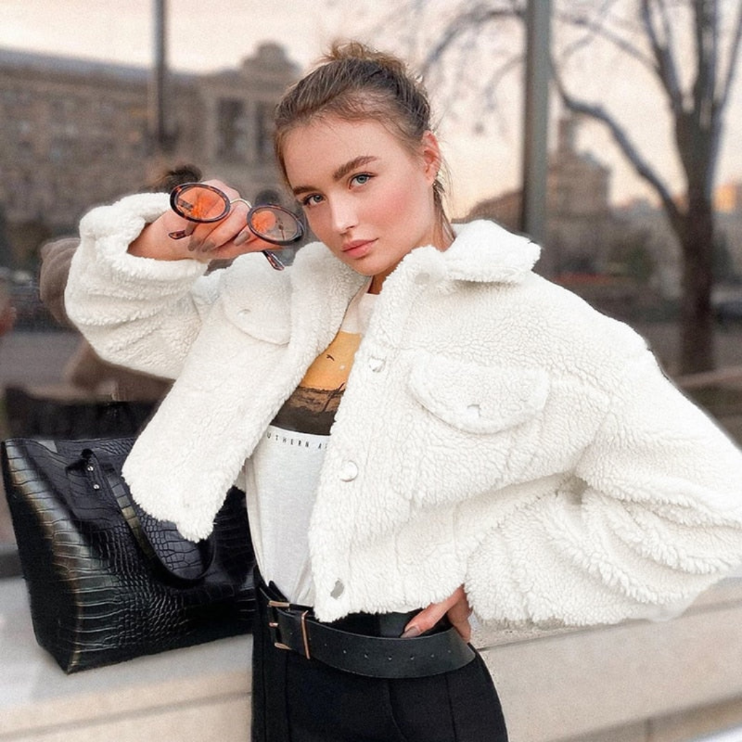 Krohn-e | Kurzjacke aus Wolle für Frauen Weiß