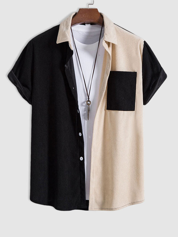 Gusion Kurzarmhemd mit Patchwork-Kordelsaum