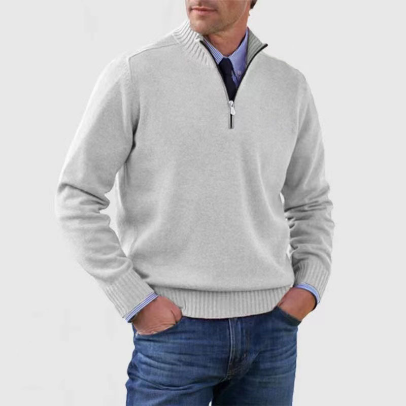 Krohn-e | Herrenpullover Mit Halbem Reißverschluss
