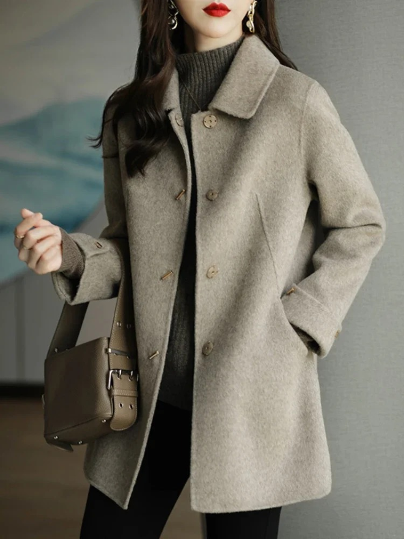 Krohn-e | Damen Klassischer Petite Trenchcoat Mit Spitzem Kragen