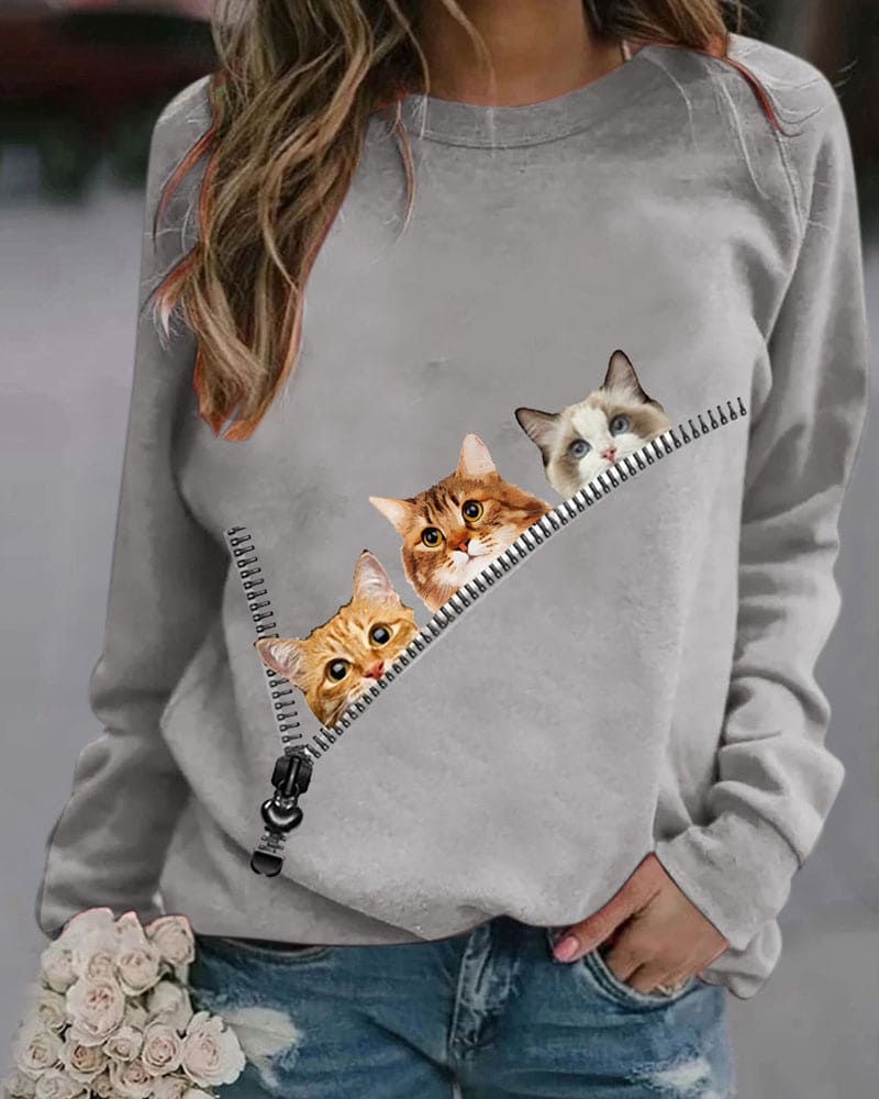 Katzen-Sweatshirt für Damen von Fudus