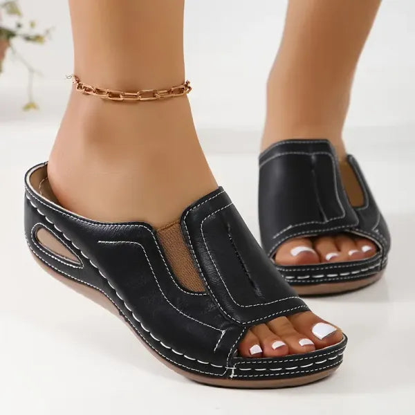 KROHN-E Damen Komfort Sandalen Fußbett Verstellbare Riemen