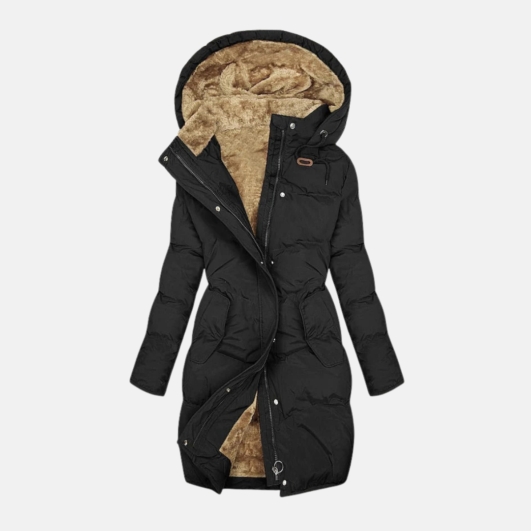 Krohn-e | Lange Pufferjacke - Wasserabweisend - Gefüttert - Verstellbare Taille - Kapuze mit Futter