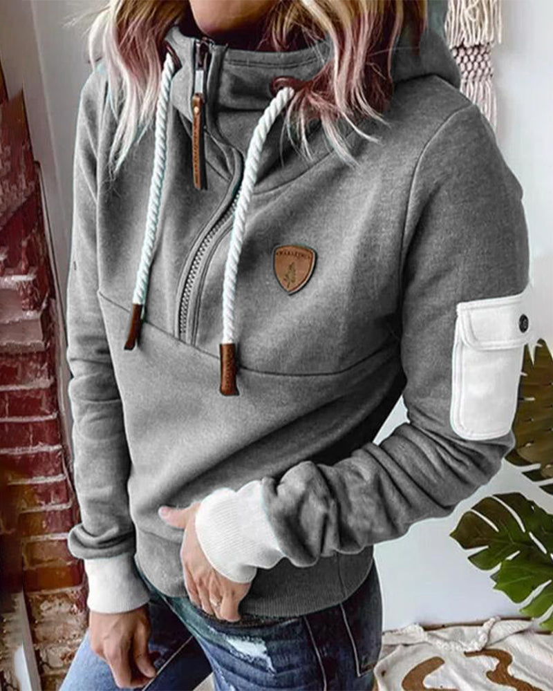 Damen Hoodie Janice: Lässiger Half-Zip