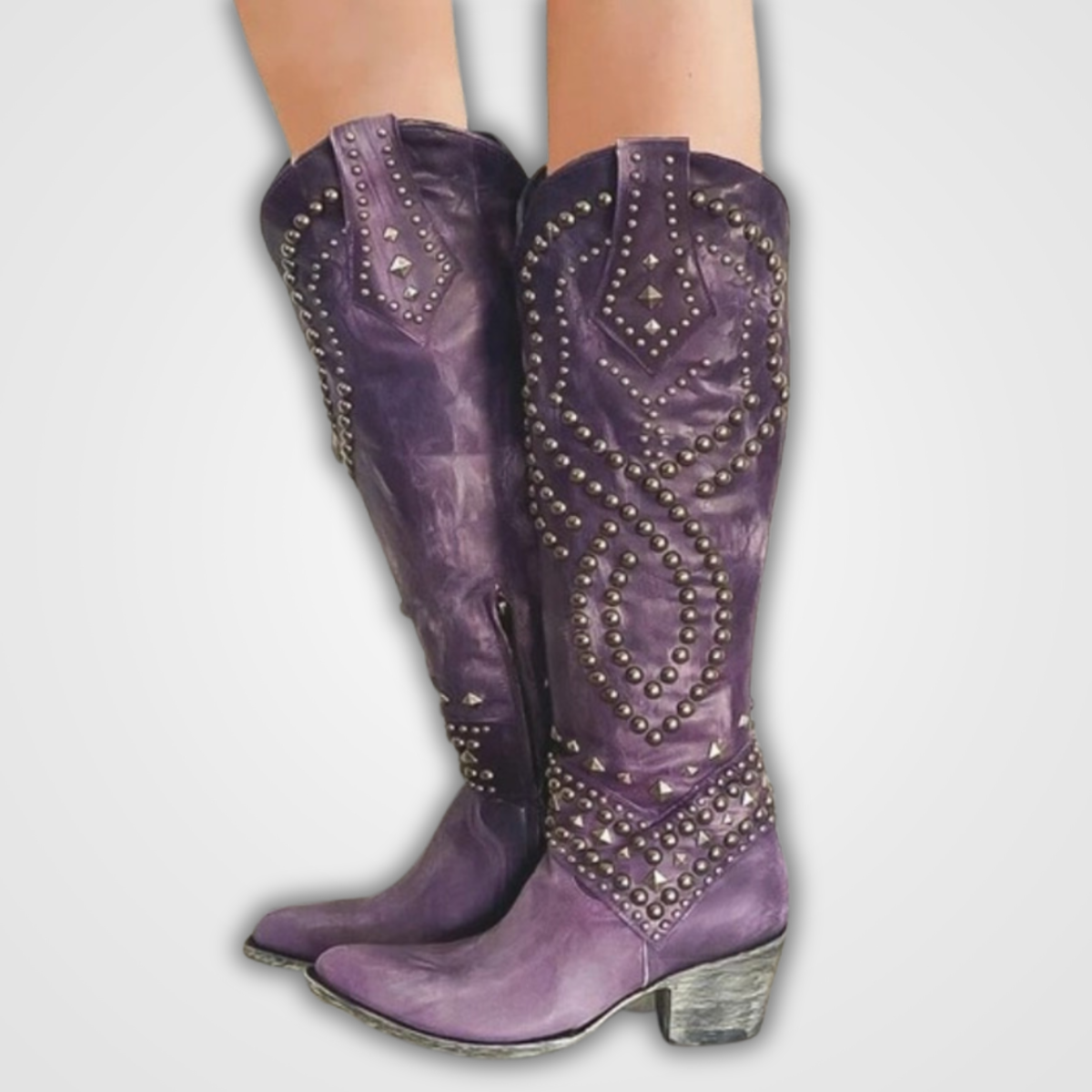 Krohn-e | Lange Stiefel mit Nieten-Design