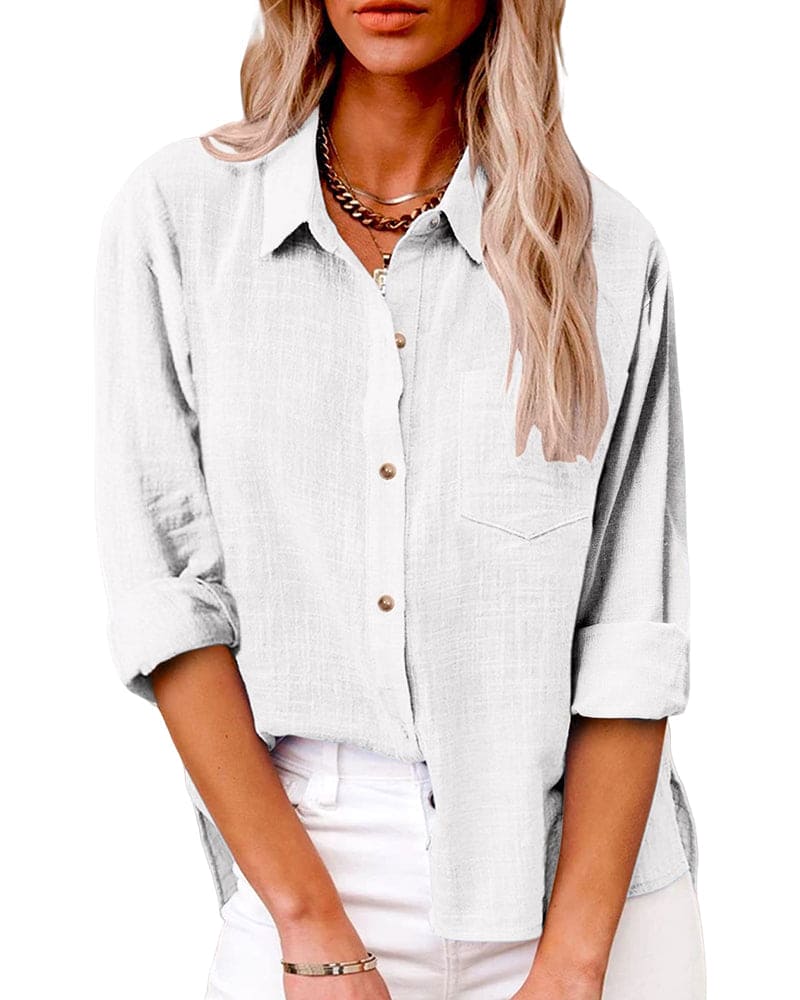 Java | Damen hemd Loose Fit Langarm Freizeithemd