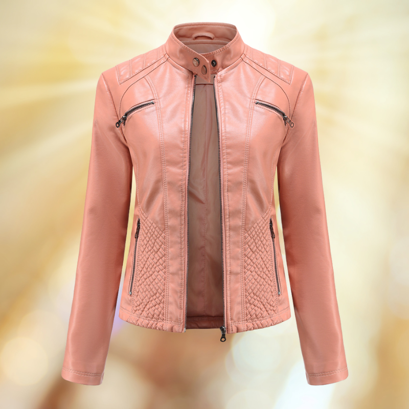 Krohn-e | Bequeme Leder Übergangsjacke für Frauen