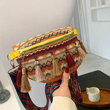 Retro-Ethno Umhängetasche in Lila