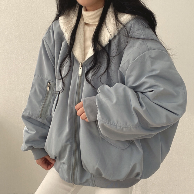 Krohn-e | Übergroße Zip up Jacke Lässige Passform Weiche Fütterung