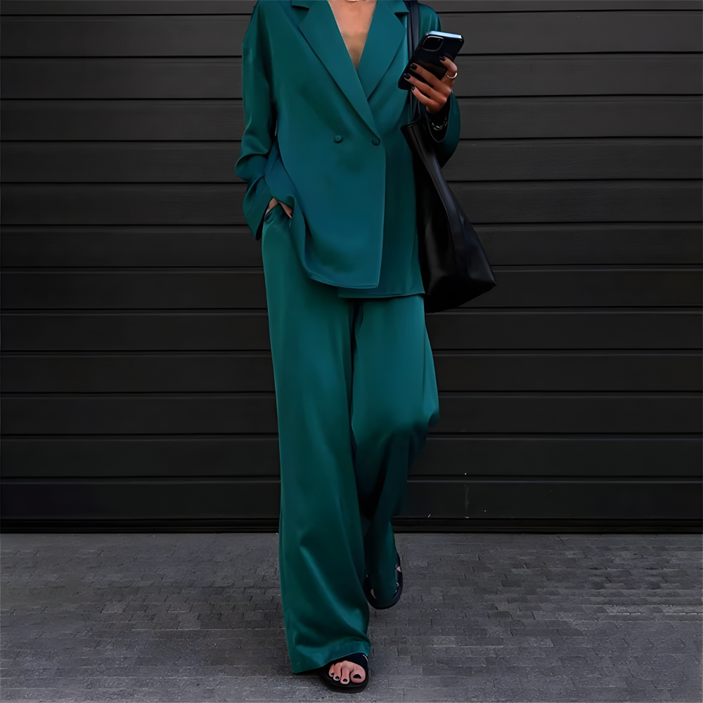 Oversized Blazer und Hose mit weitem Bein