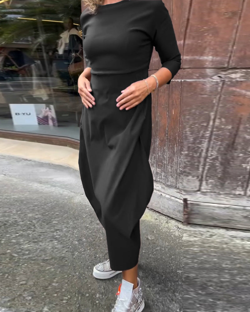 Damen-Langarmkleid mit Taschen, elegant