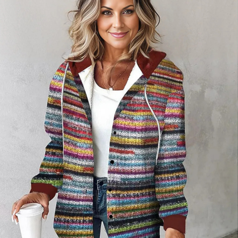 Fudus Damen Kurzpullover mit stylischer Strickkapuze