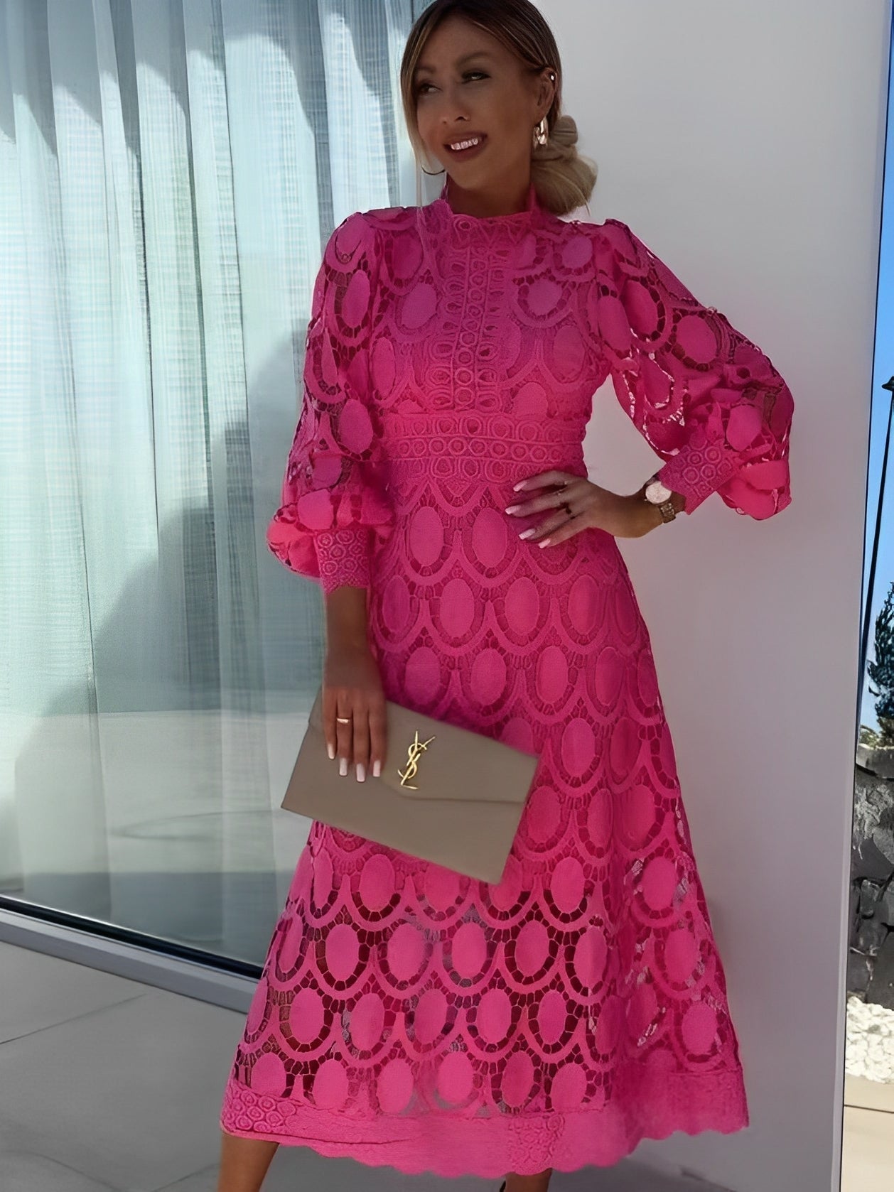 Damenkleid Pamella: Lang & Patchwork