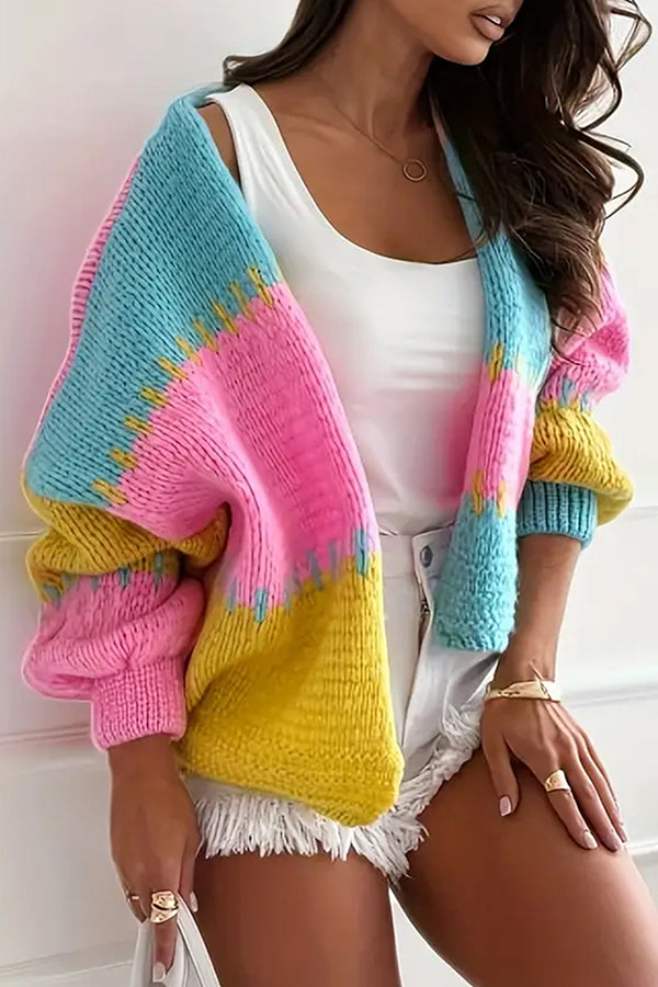 Krohn-e | lässige Strickjacke mit Kontrastnaht-Detail