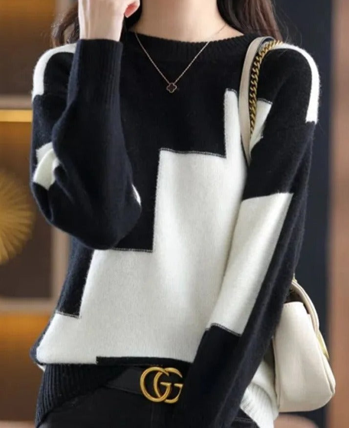 Fudus Sweatshirt mit schwarzem geometrischem Muster