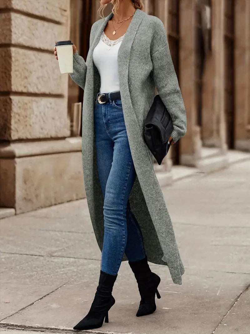 Krohn-e | Schlichte Strickjacke mit Offenem Vorderteil