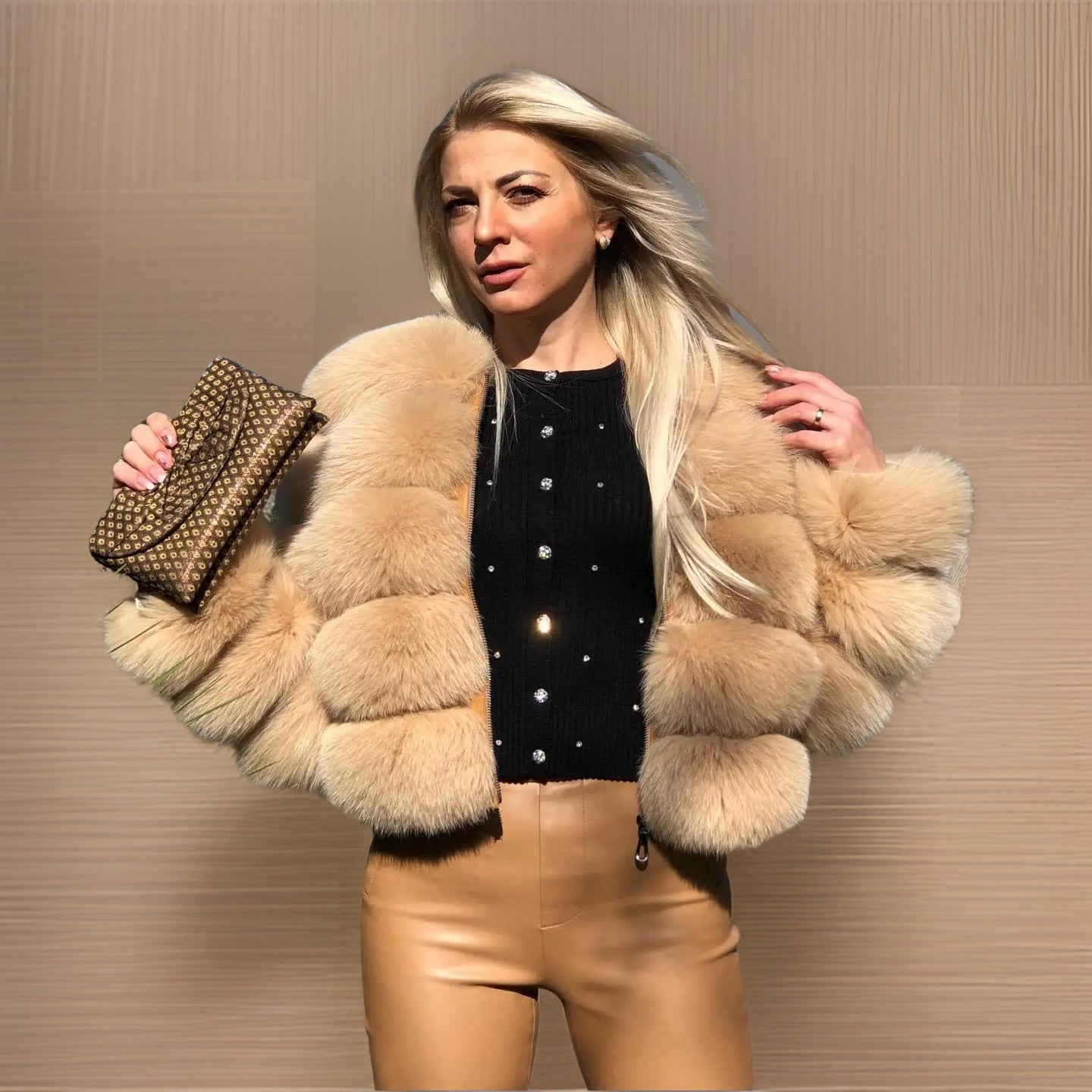 Krohn-e | Wood Luxuriöser Mantel für Frauen