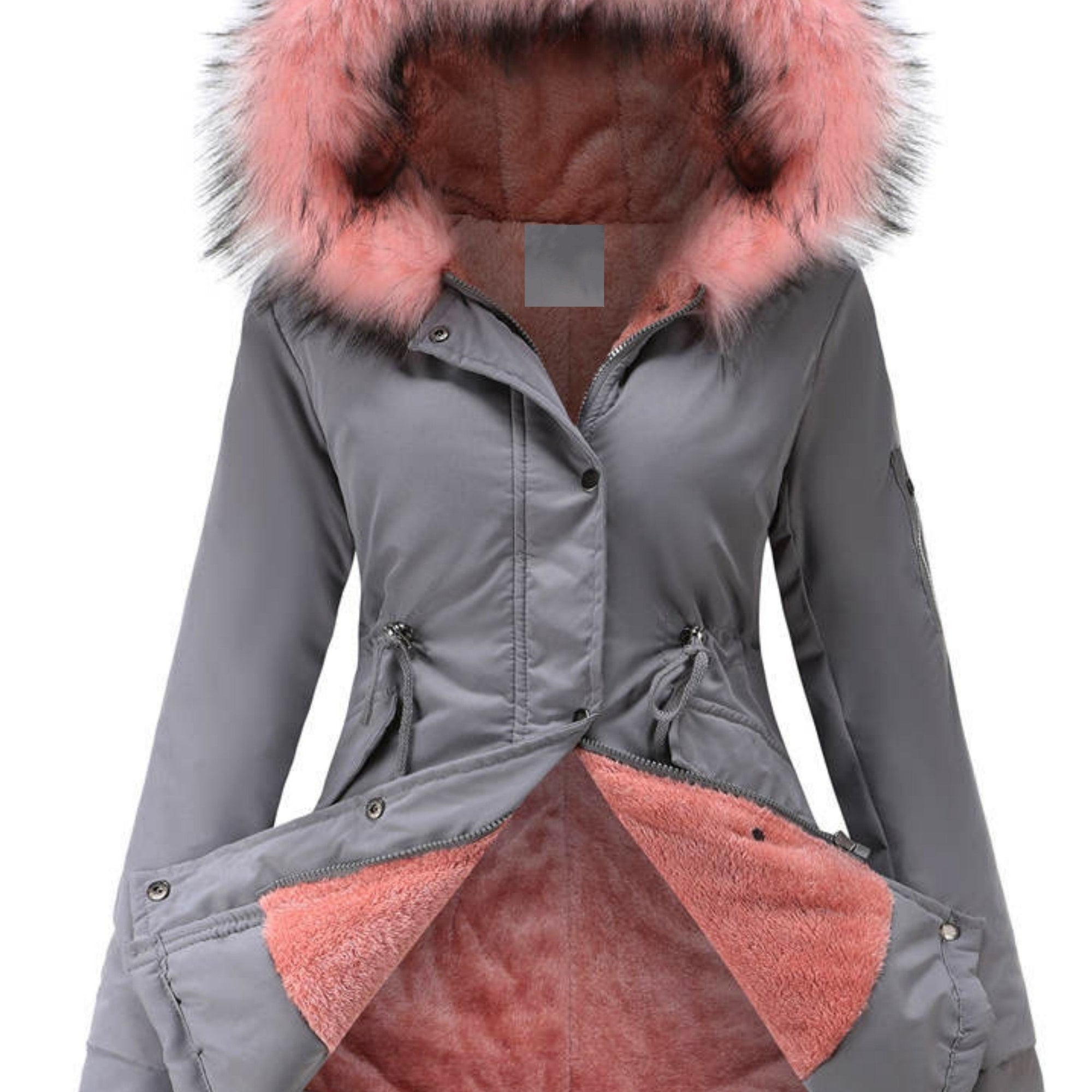 Krohn-e | Flauschige Kapuzenparkajacke mit Reißverschluss
