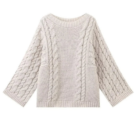 Krohn-e | Grobstrick übergroßer Pullover mit hohem Kragen