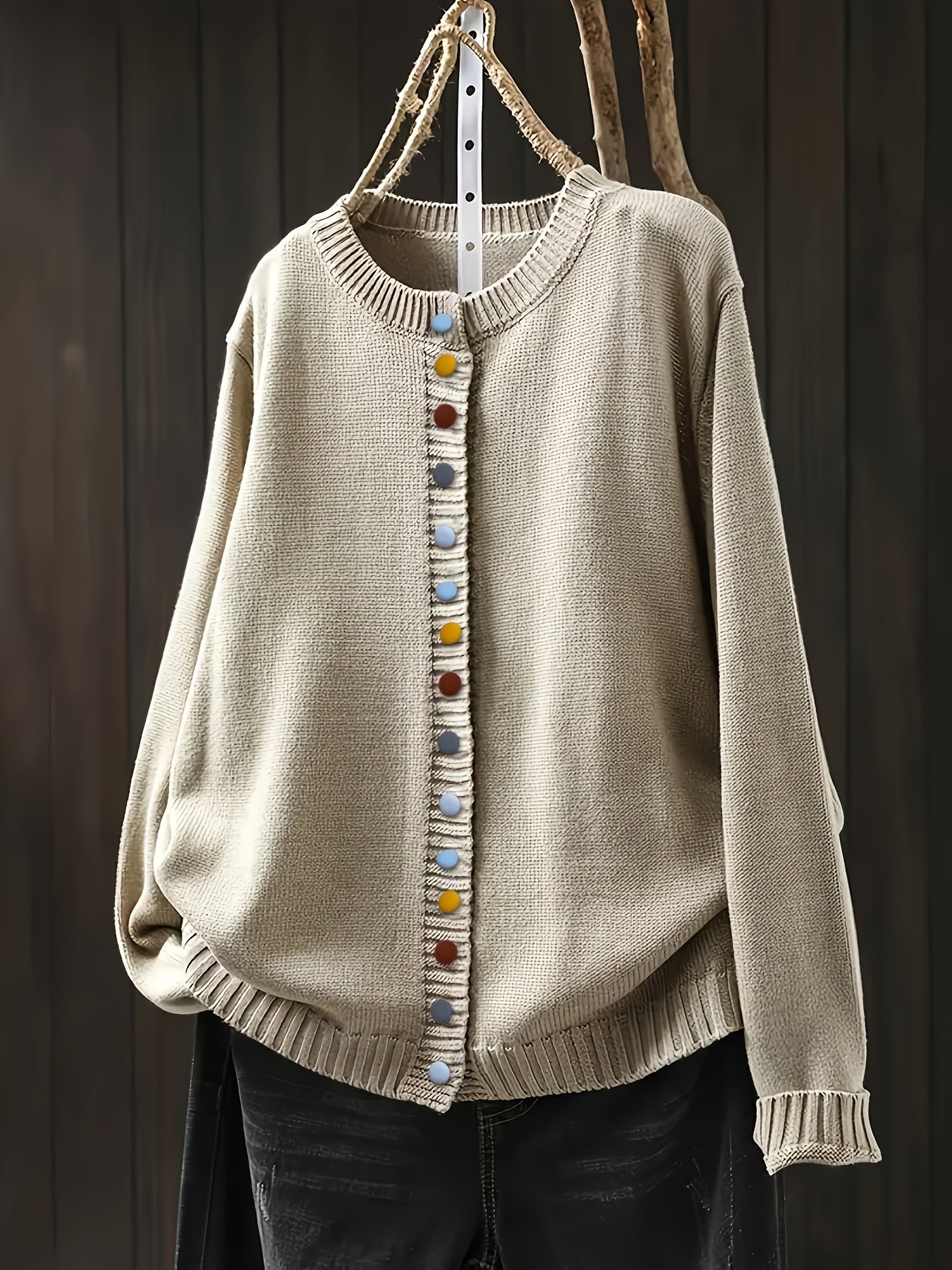KROHN-E Damen Strick-Cardigan Gemütlich Atmungsaktiv One Size