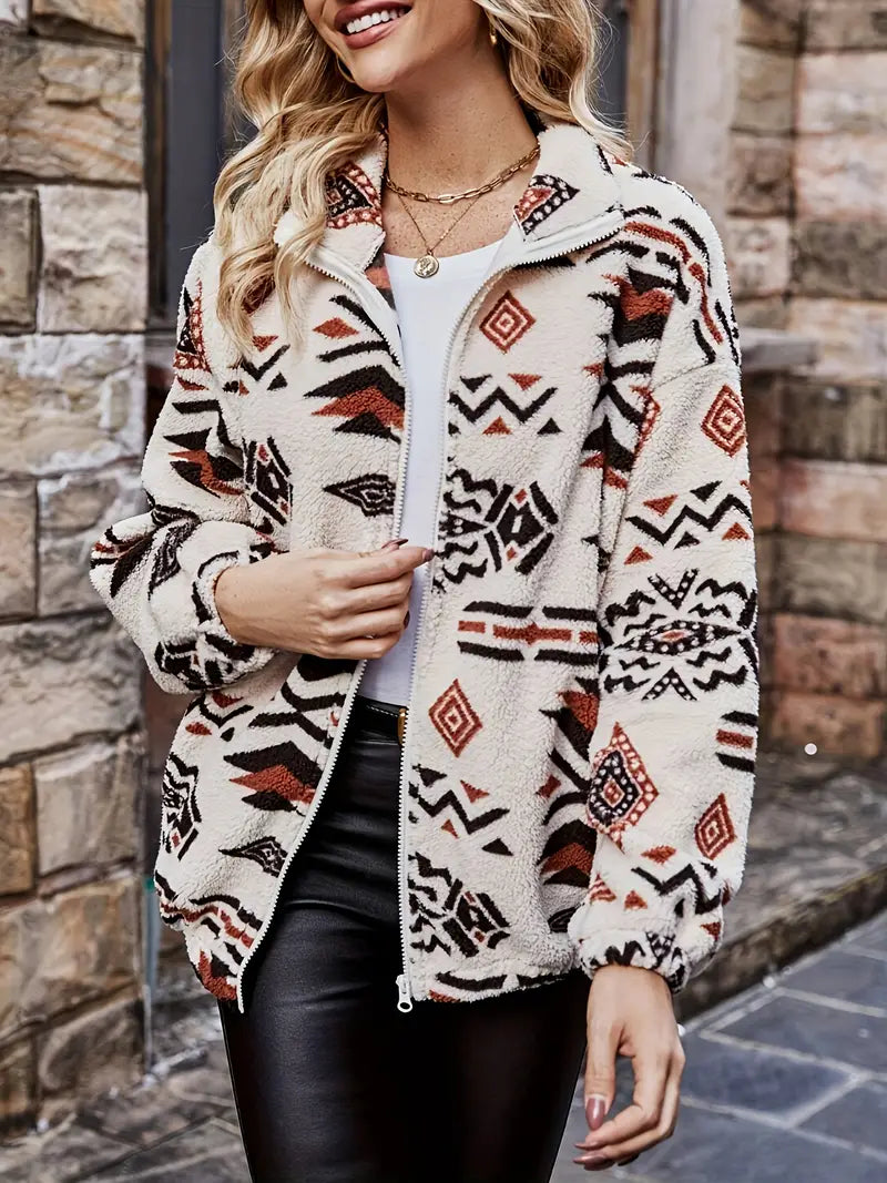 Krohn-e | Elegante Fleecejacke mit Geometrischem Muster