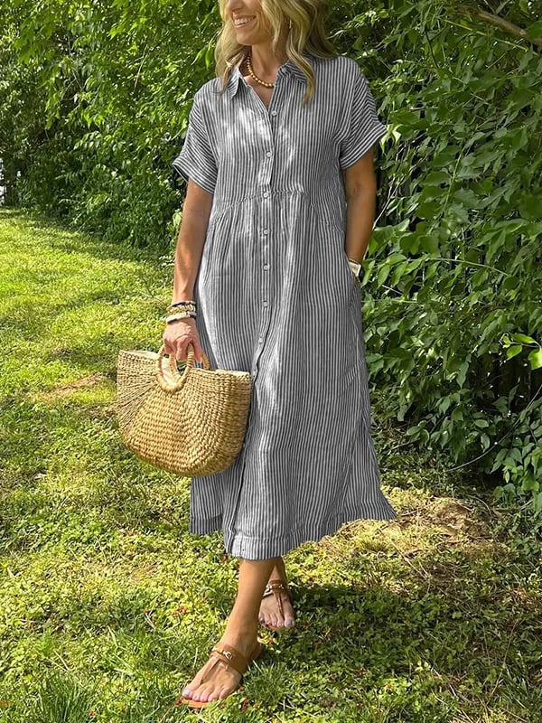 KROHN-E Damen Bluse Gestreift Langarm Klassische Passform