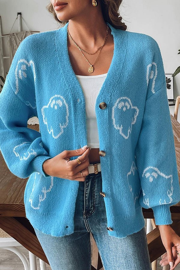 Krohn-e | Halloween-Geist-Button-Pullover