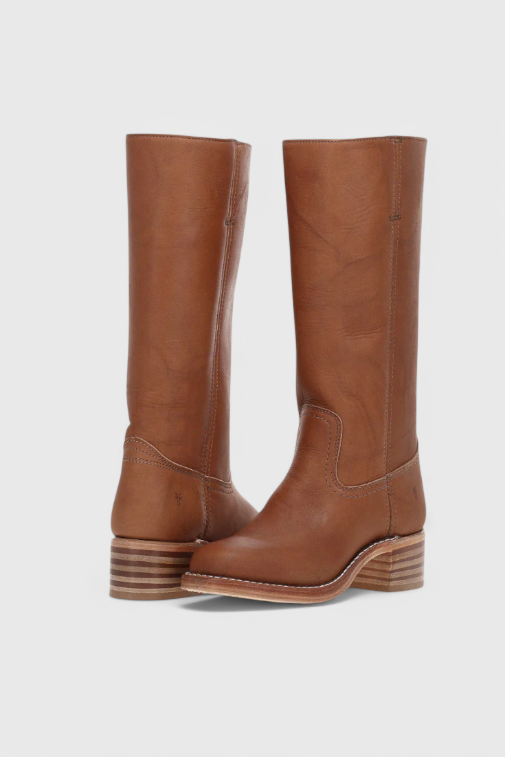 KROHN-E Damen Klassische Stiefel Braun Kunstleder