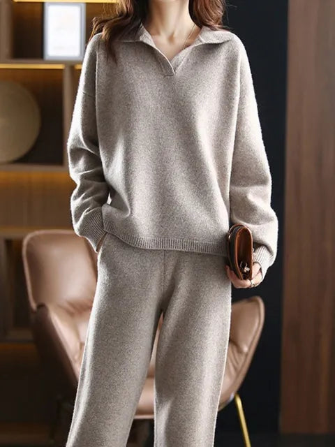 Corene Damen Trainingsanzug Set: Oversized Polo-Shirt und Hose (2-teilig)