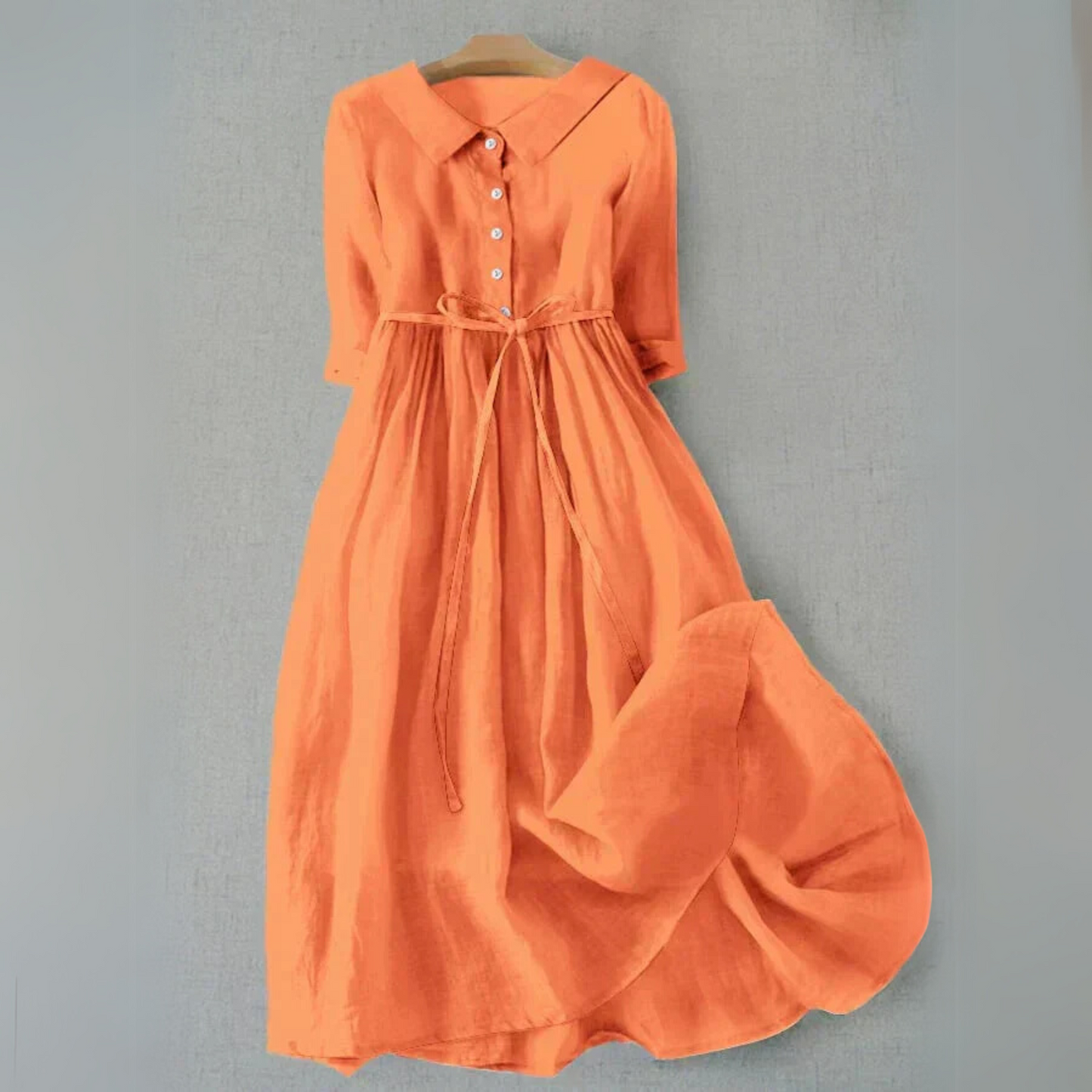 KROHN-E Damen Casual-Kleid A-Linie Kurzarm Leichte Baumwolle Sommer