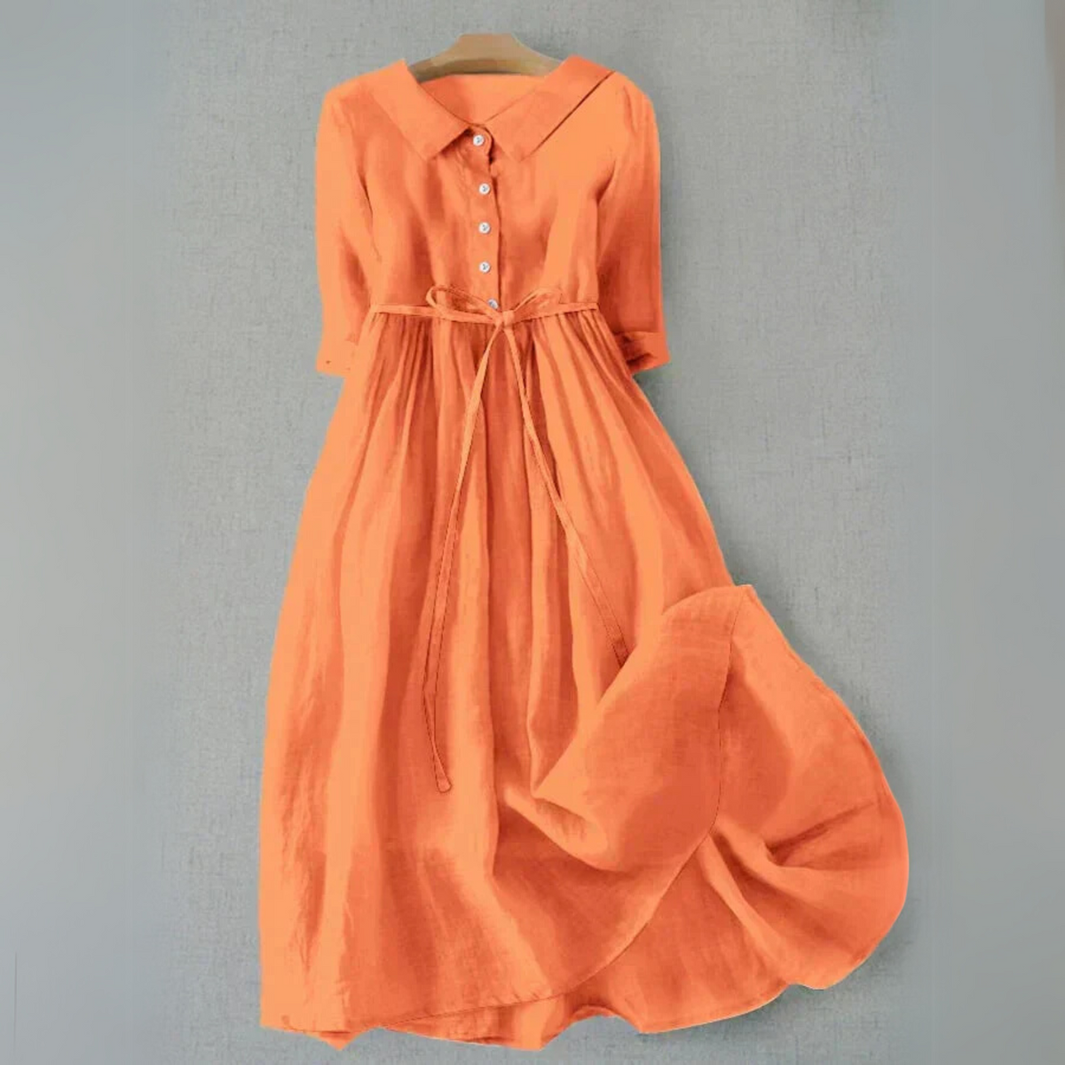 KROHN-E Damen Casual-Kleid A-Linie Kurzarm Leichte Baumwolle Sommer