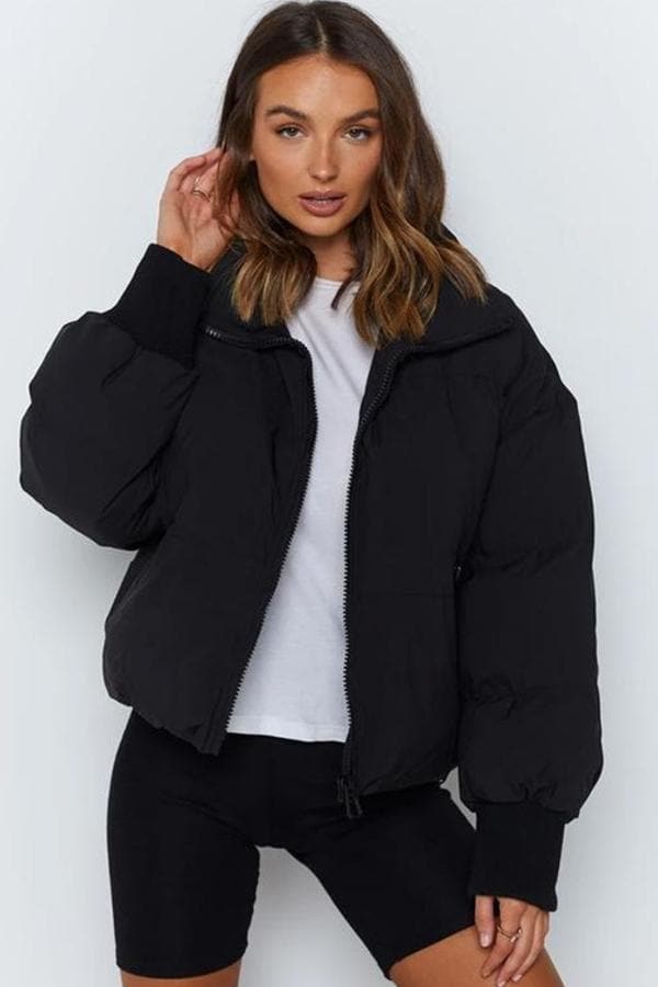 Krohn-e | Pufferjacke - Gestepptes Design - Oversized Fit - Hoher Kragen - Gepolstert und Warm