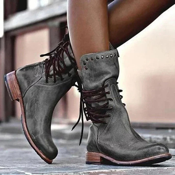 Krohn-e | Stylische Lederstiefel mit Schnürsenkeln