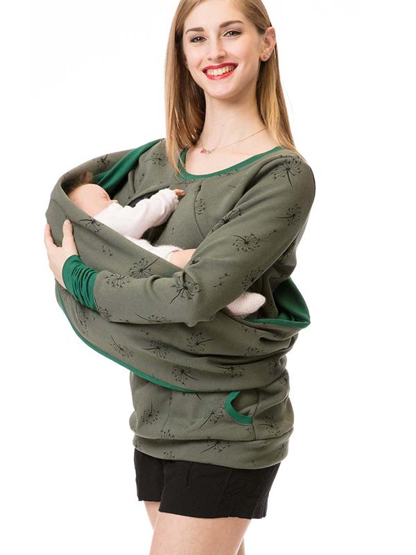 Krohn-e | Schwangerschaftspullover Für Stillen Mit Blumenmuster Und Taschen