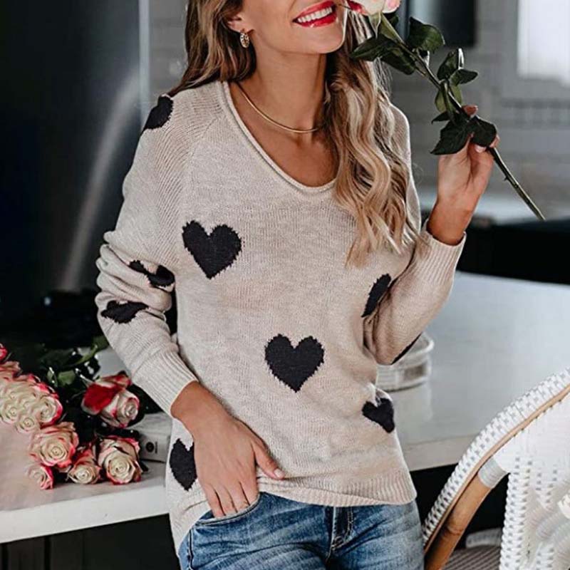 Krohn-e | Strickbluse mit Herzmuster Acryl Romantisch und Lässig