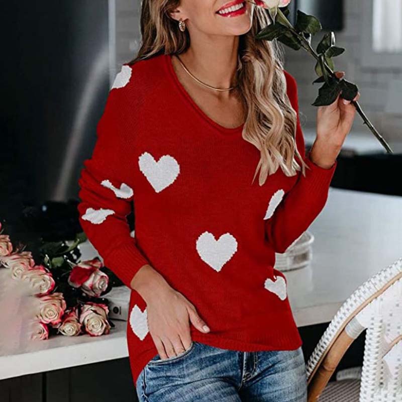 Krohn-e | Strickbluse mit Herzmuster Acryl Romantisch und Lässig