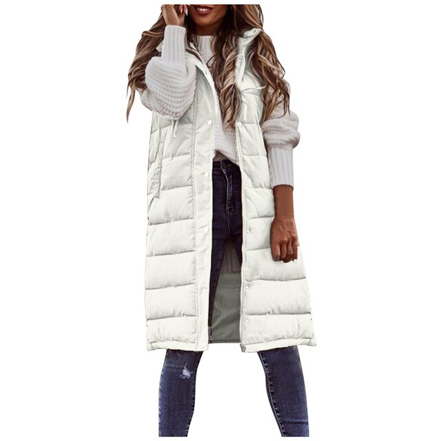Krohn-e | Damen Langer Ärmelloser Wintermantel