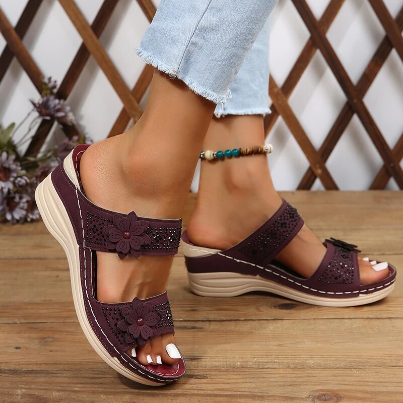 Orthopedic Flower Wedge Sandals FLEUR