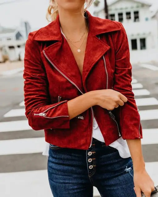 Natania Vintage Einfarbige Wildlederjacke