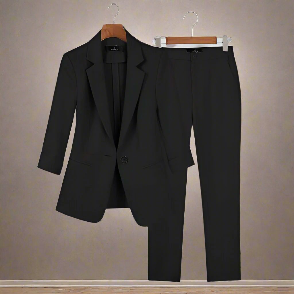 Krohn-e | Blazer und Hose - Taillierte Passform - Eleganter Ein-Knopf-Blazer - Schmale Anzughose