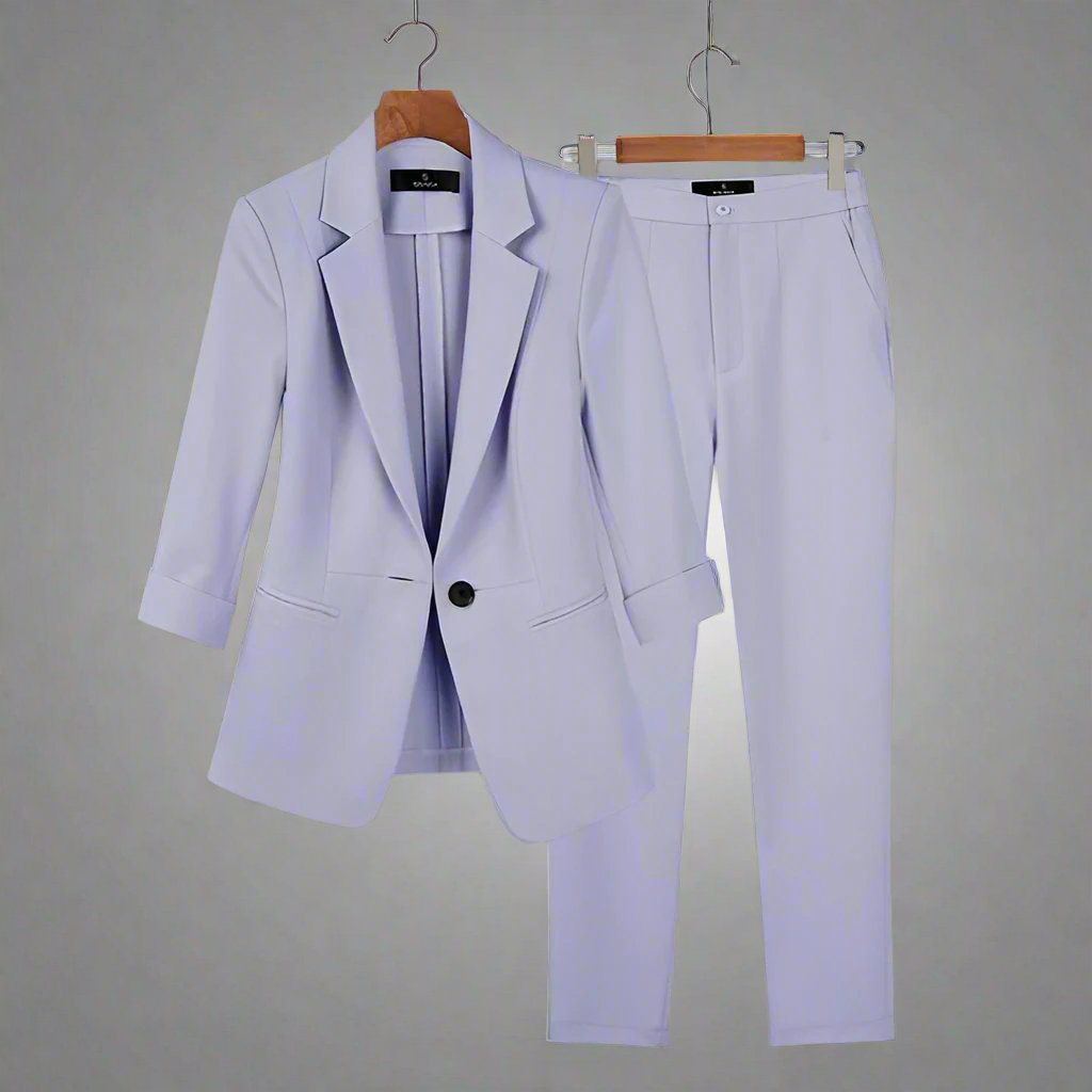 Krohn-e | Blazer und Hose - Taillierte Passform - Eleganter Ein-Knopf-Blazer - Schmale Anzughose