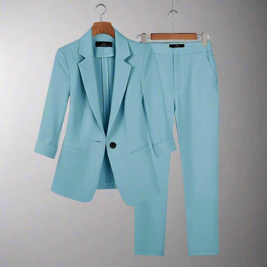 Krohn-e | Blazer und Hose - Taillierte Passform - Eleganter Ein-Knopf-Blazer - Schmale Anzughose