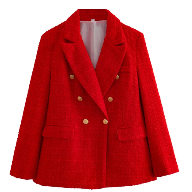 Avelena Damen Freizeitblazer mit Doppelknopf und langen Ärmeln