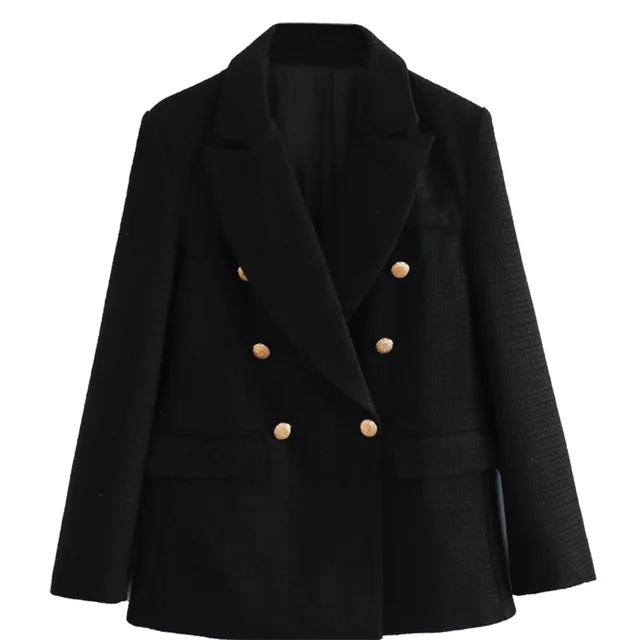 Avelena Damen Freizeitblazer mit Doppelknopf und langen Ärmeln