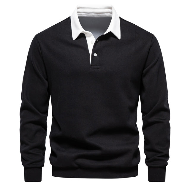 Krohn-e | Klassisches Polo Hals Sweatshirt Baumwolle Bequem und Stilvoll