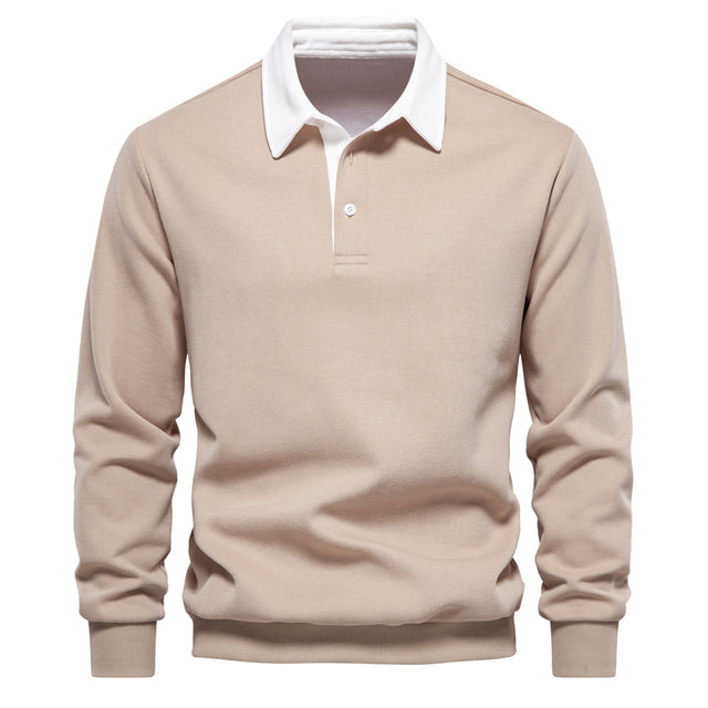 Krohn-e | Klassisches Polo Hals Sweatshirt Baumwolle Bequem und Stilvoll
