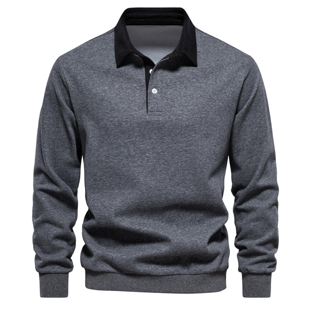 Krohn-e | Klassisches Polo Hals Sweatshirt Baumwolle Bequem und Stilvoll