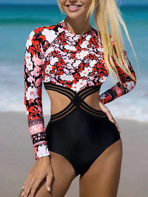 Janas Langarm-Badebekleidung mit Blumenmuster