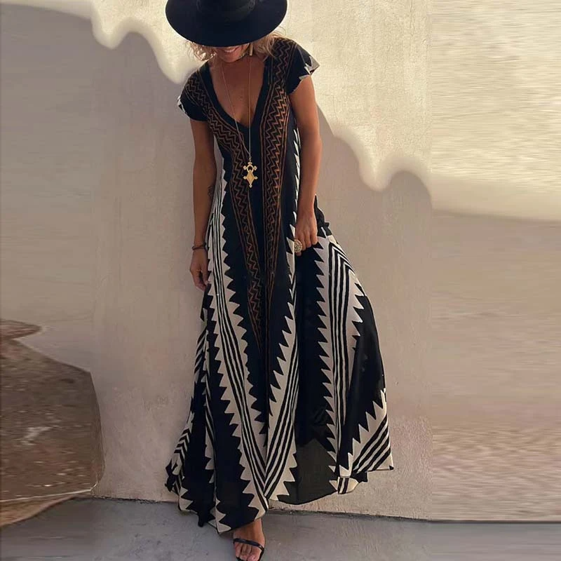 Julia: Maxidress with Ethno-Pattern (Available in 7 Colors)